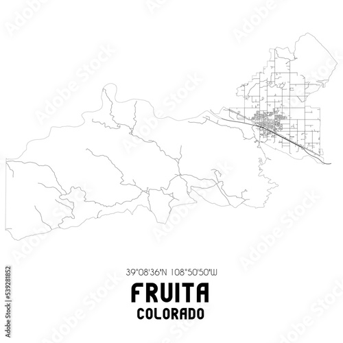 Obraz na płótnie Fruita Colorado. US street map with black and white lines. w salonie