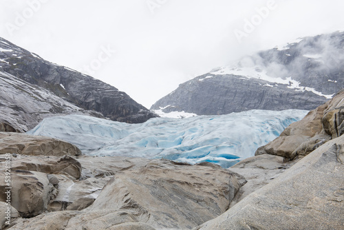 The glacier snout of the Nigardsbreen glacier in Jostedal  Norway