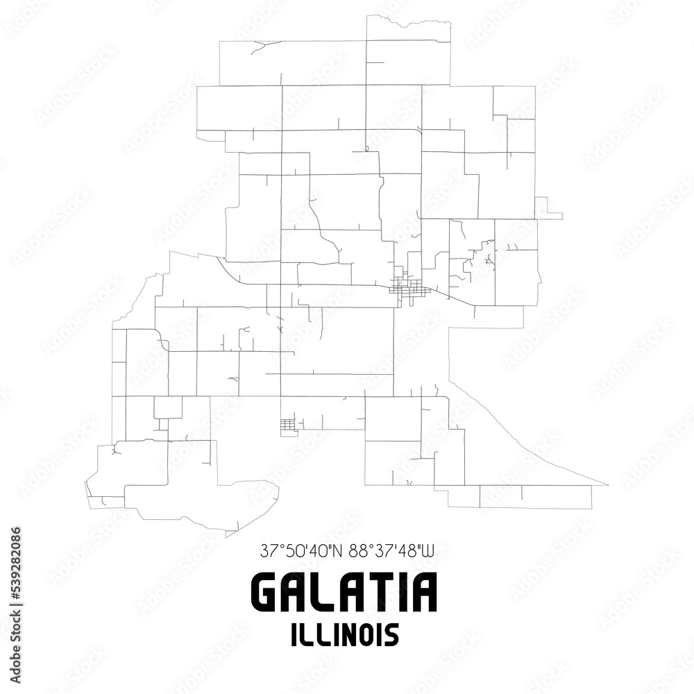 Galatia Illinois. US street map with black and white lines.