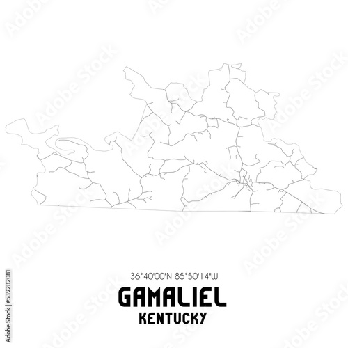 Gamaliel Kentucky. US street map with black and white lines. photo