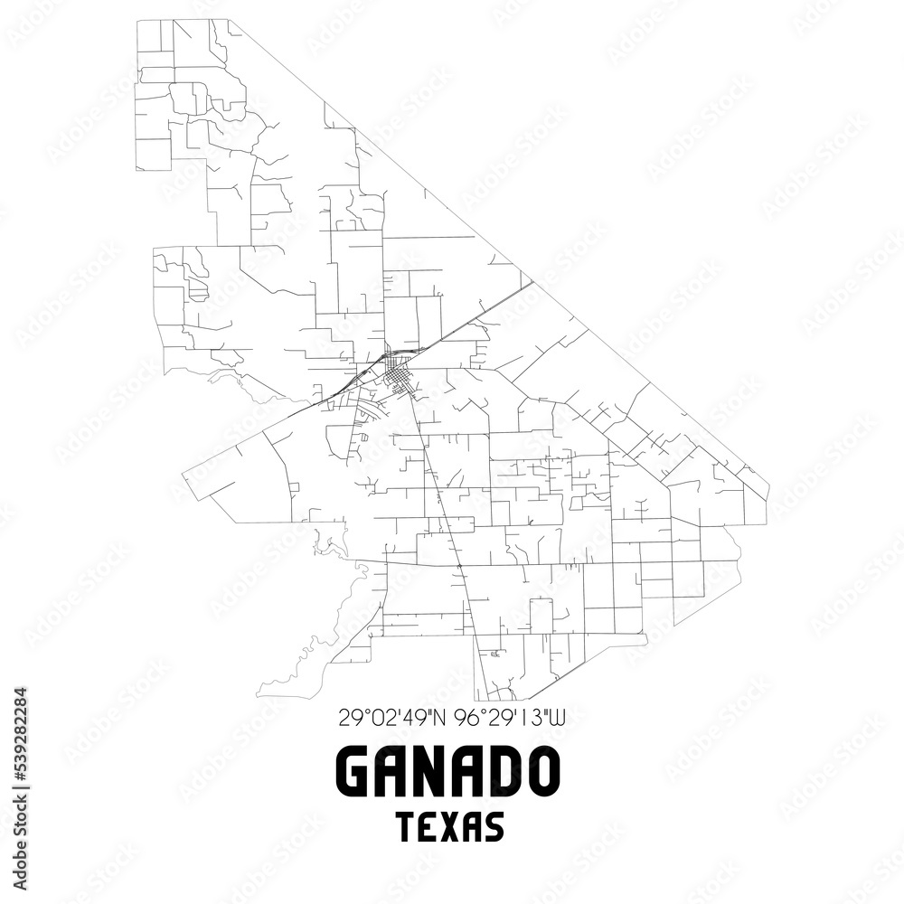 Ganado Texas. US street map with black and white lines. Stock Illustration Adobe Stock