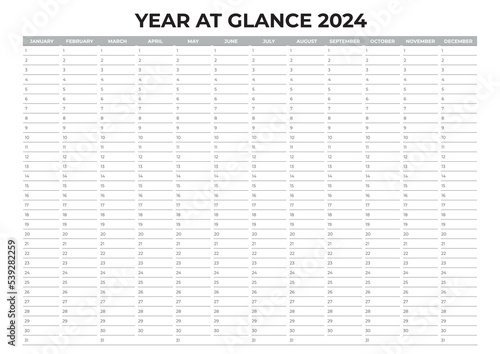 simple year at glance 2024, yearly plan