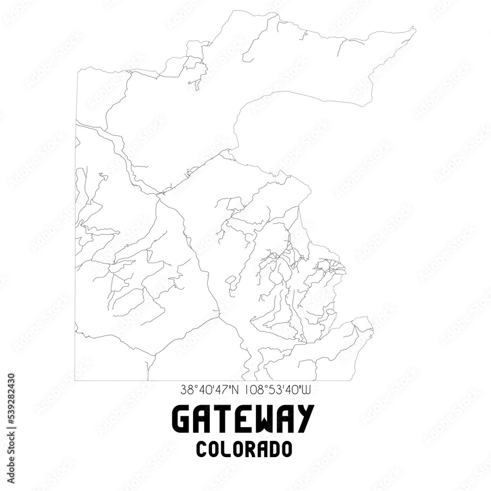 Gateway Colorado. US street map with black and white lines. Gateway Colorado. US street map with black and white lines.