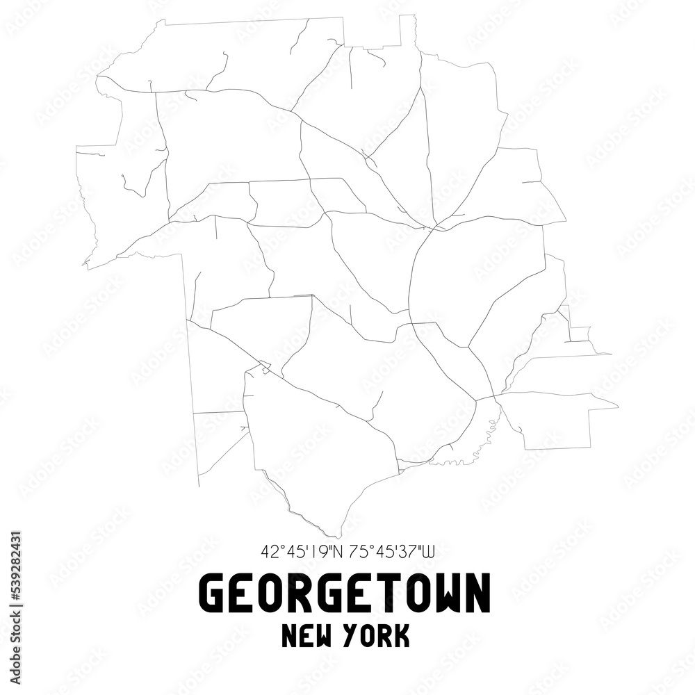 Georgetown New York. US street map with black and white lines.