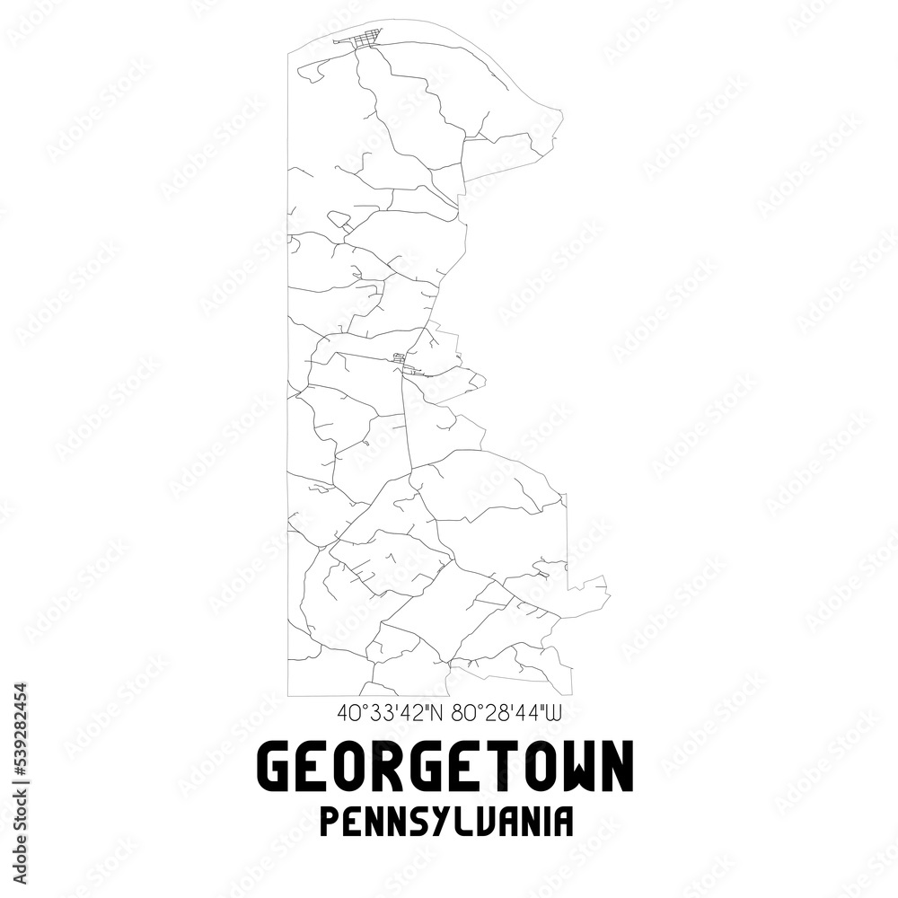 Georgetown Pennsylvania. US street map with black and white lines.