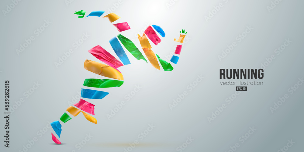 Abstract silhouette of a running athlete on white background. Runner man are running sprint or marathon. Vector illustration