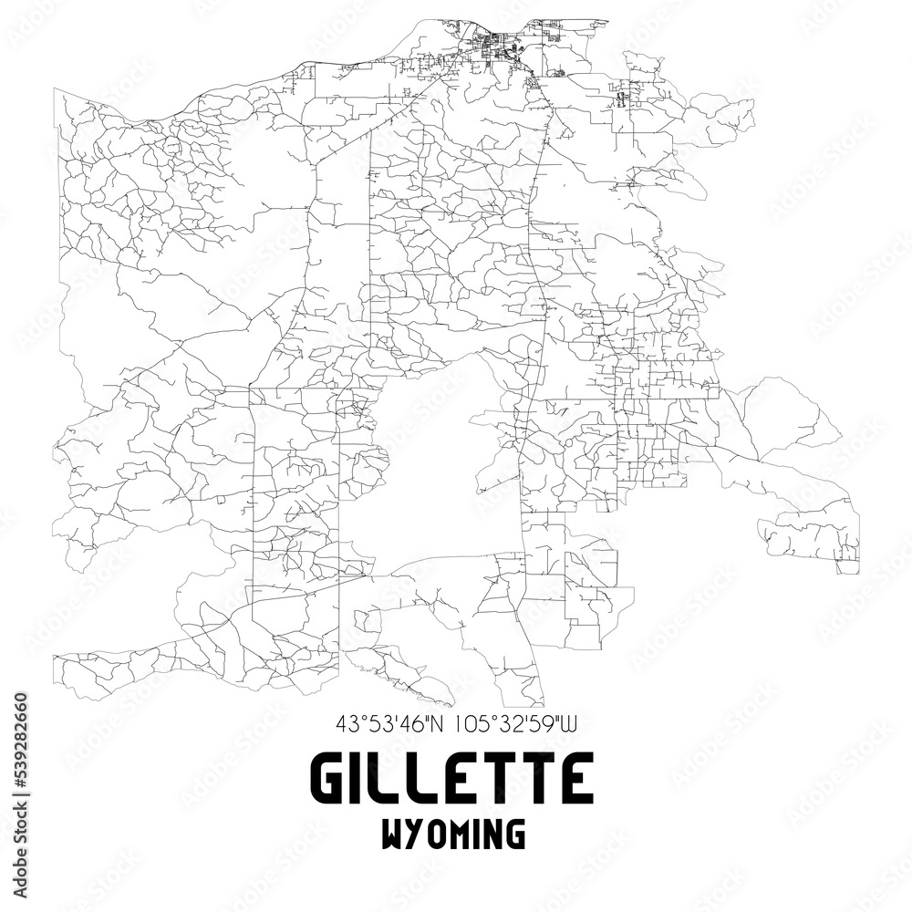 Gillette Wyoming. US street map with black and white lines. Gillette Wyoming. US street map with black and white lines.