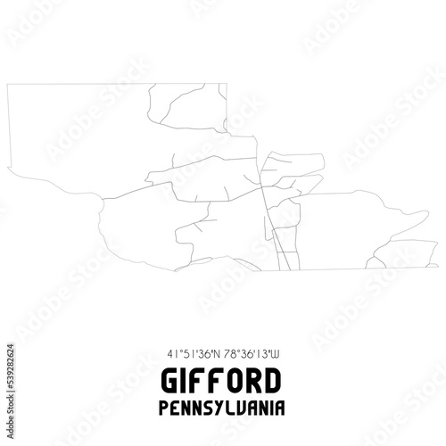 Gifford Pennsylvania. US street map with black and white lines.