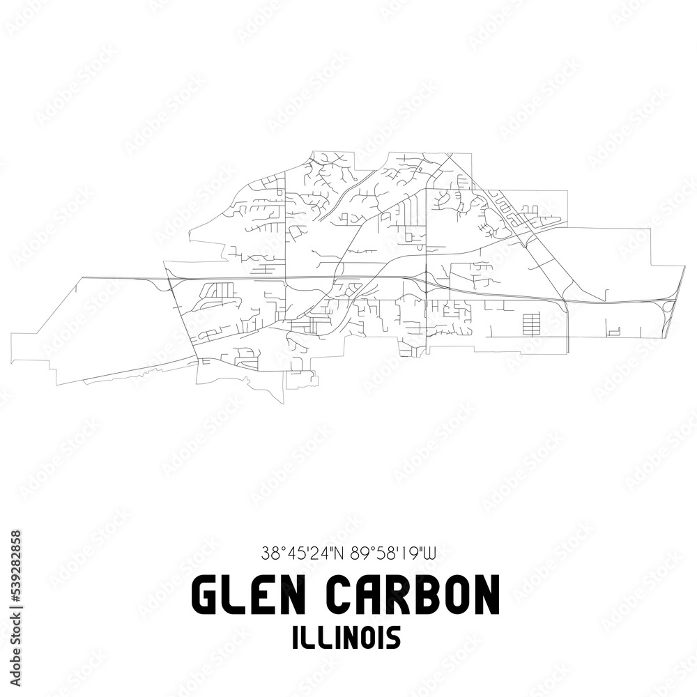Glen Carbon Illinois. US street map with black and white lines. Glen Carbon Illinois. US street map with black and white lines.