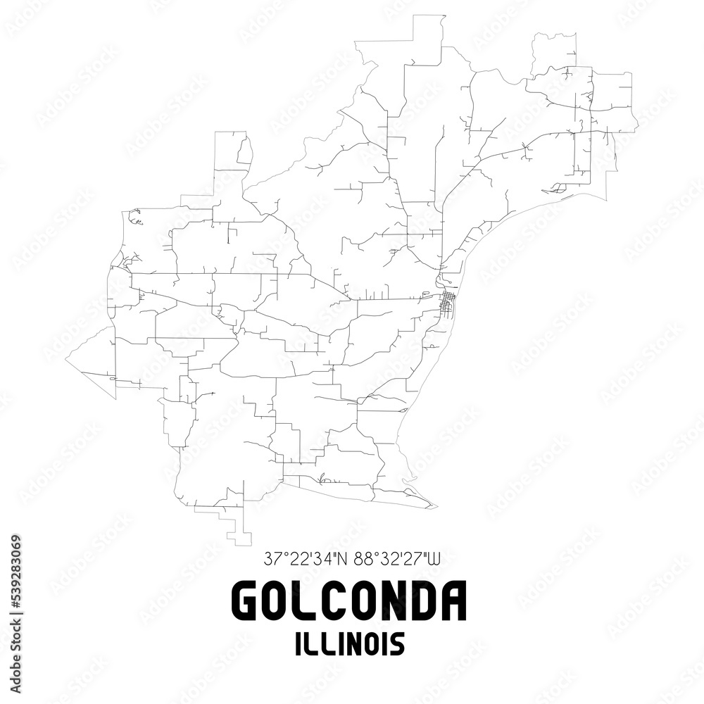 Golconda Illinois. US street map with black and white lines.