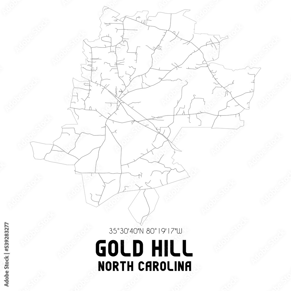 Gold Hill North Carolina. US street map with black and white lines. Gold Hill North Carolina. US street map with black and white lines.