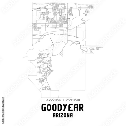 Goodyear Arizona. US street map with black and white lines. photo