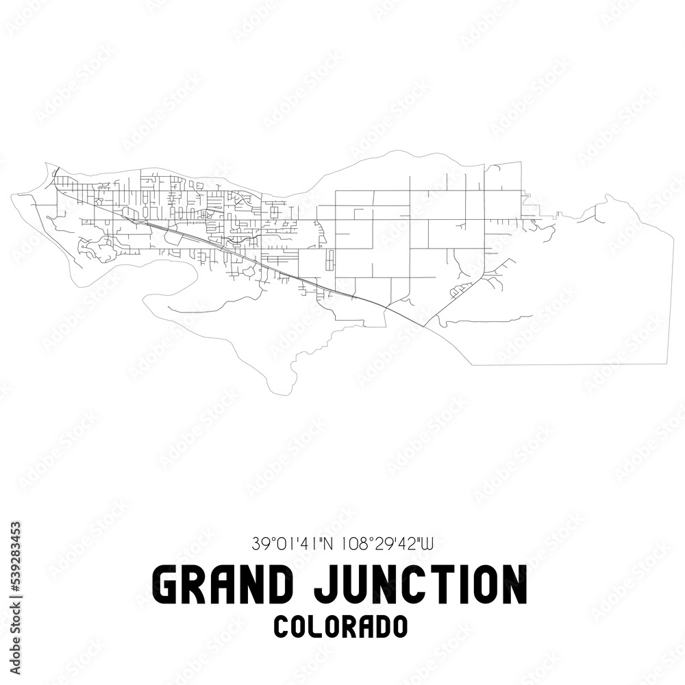 Grand Junction Colorado. US street map with black and white lines. Grand Junction Colorado. US street map with black and white lines.