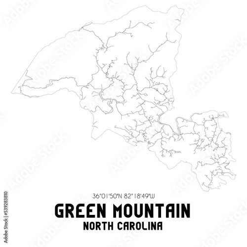 Green Mountain North Carolina. US street map with black and white lines. photo