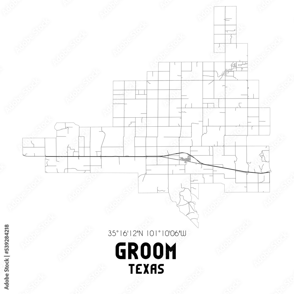 Groom Texas. US street map with black and white lines. Groom Texas. US street map with black and white lines.
