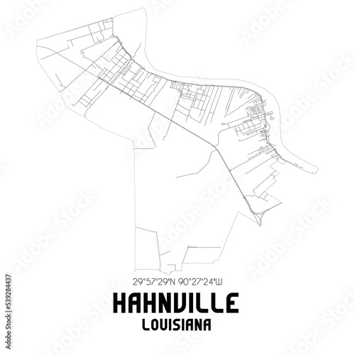 Hahnville Louisiana. US street map with black and white lines.