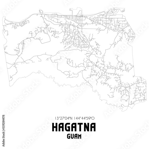 Hagatna Guam. US street map with black and white lines.