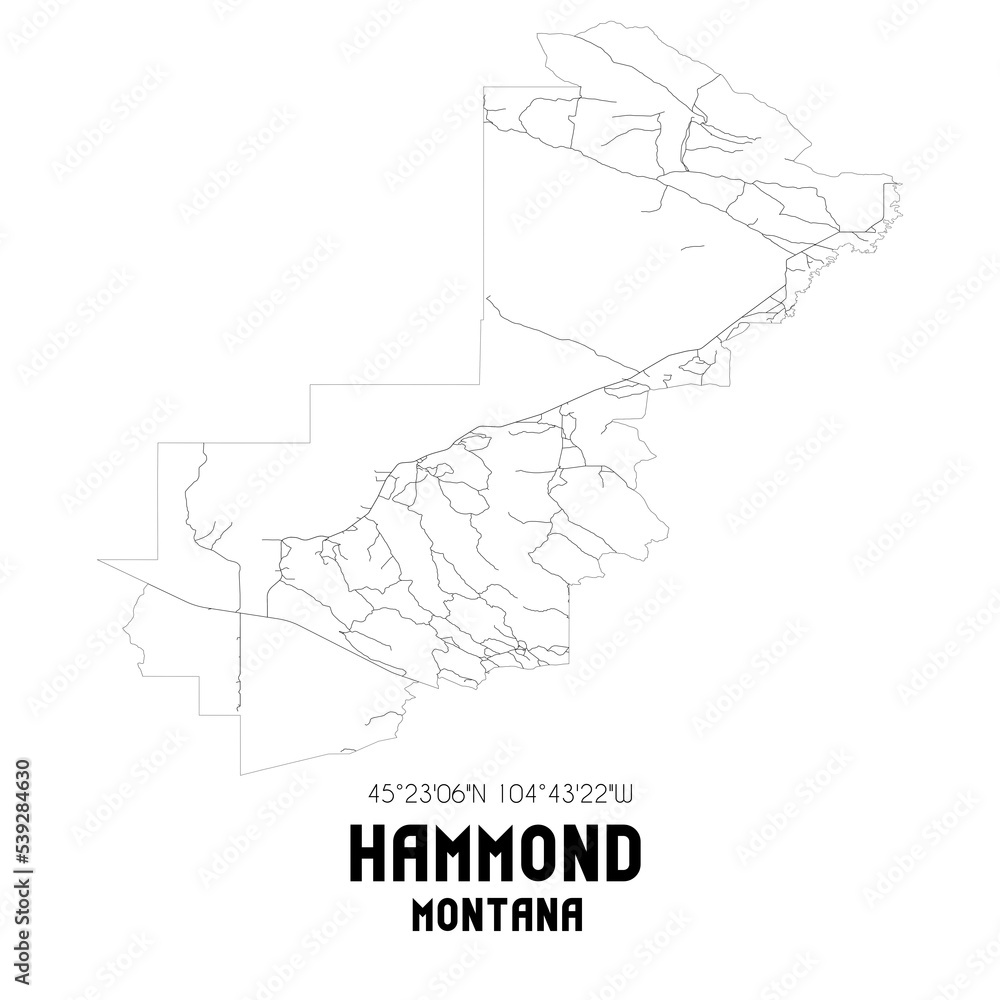 Hammond Montana. US street map with black and white lines. Hammond Montana. US street map with black and white lines.