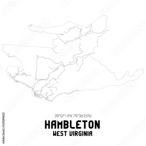 Hambleton West Virginia. US street map with black and white lines. photo