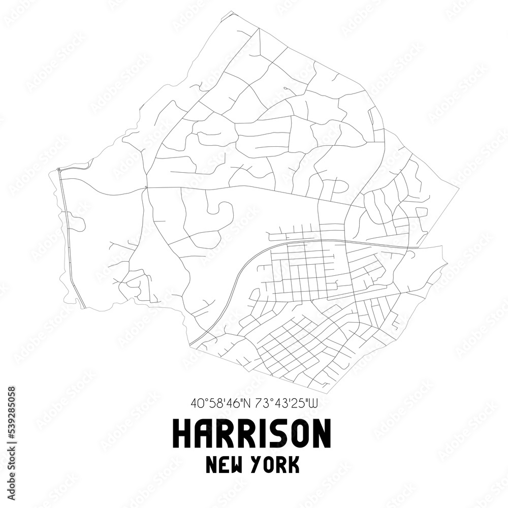 Harrison New York. US street map with black and white lines. Stock Illustration Adobe Stock