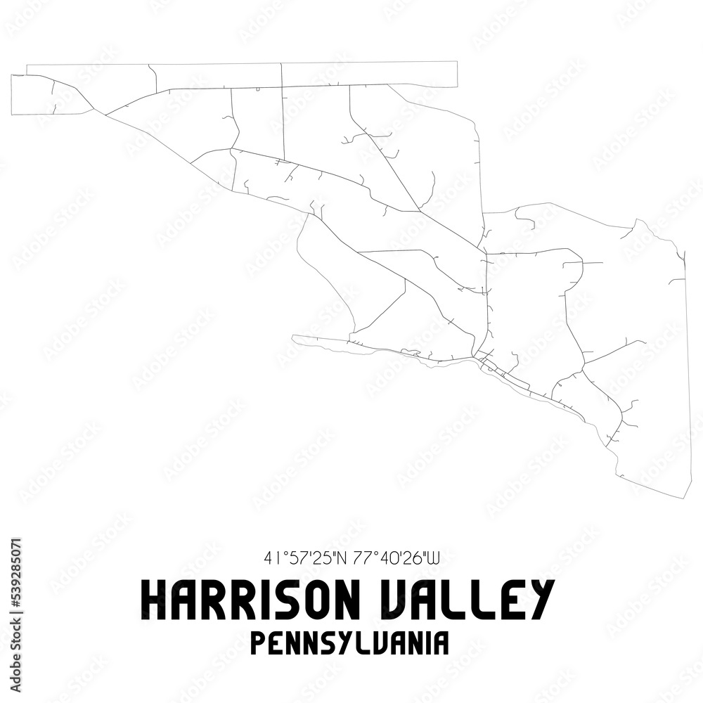 Harrison Valley Pennsylvania. US street map with black and white lines. Harrison Valley Pennsylvania. US street map with black and white lines.