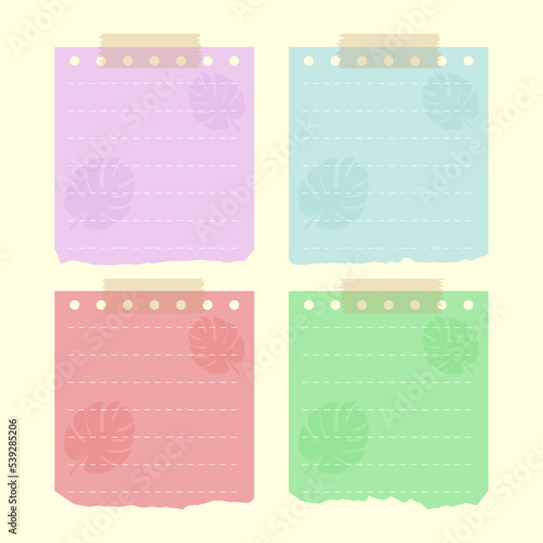 Collection of colorful blank stickers. Colorful sheets for notes