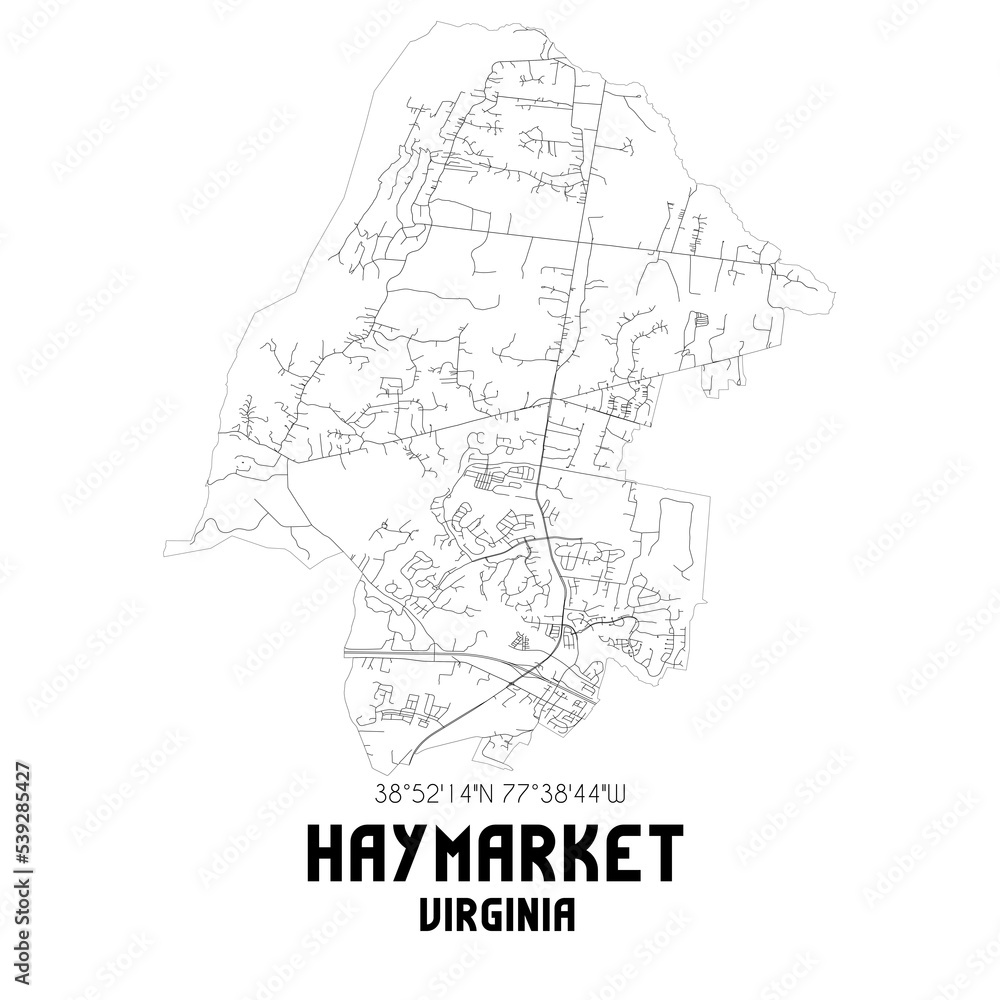 Haymarket Virginia. US street map with black and white lines. Stock Illustration Adobe Stock