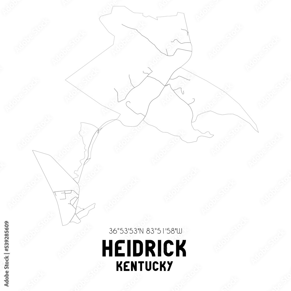 Heidrick Kentucky. US street map with black and white lines. Heidrick Kentucky. US street map with black and white lines.
