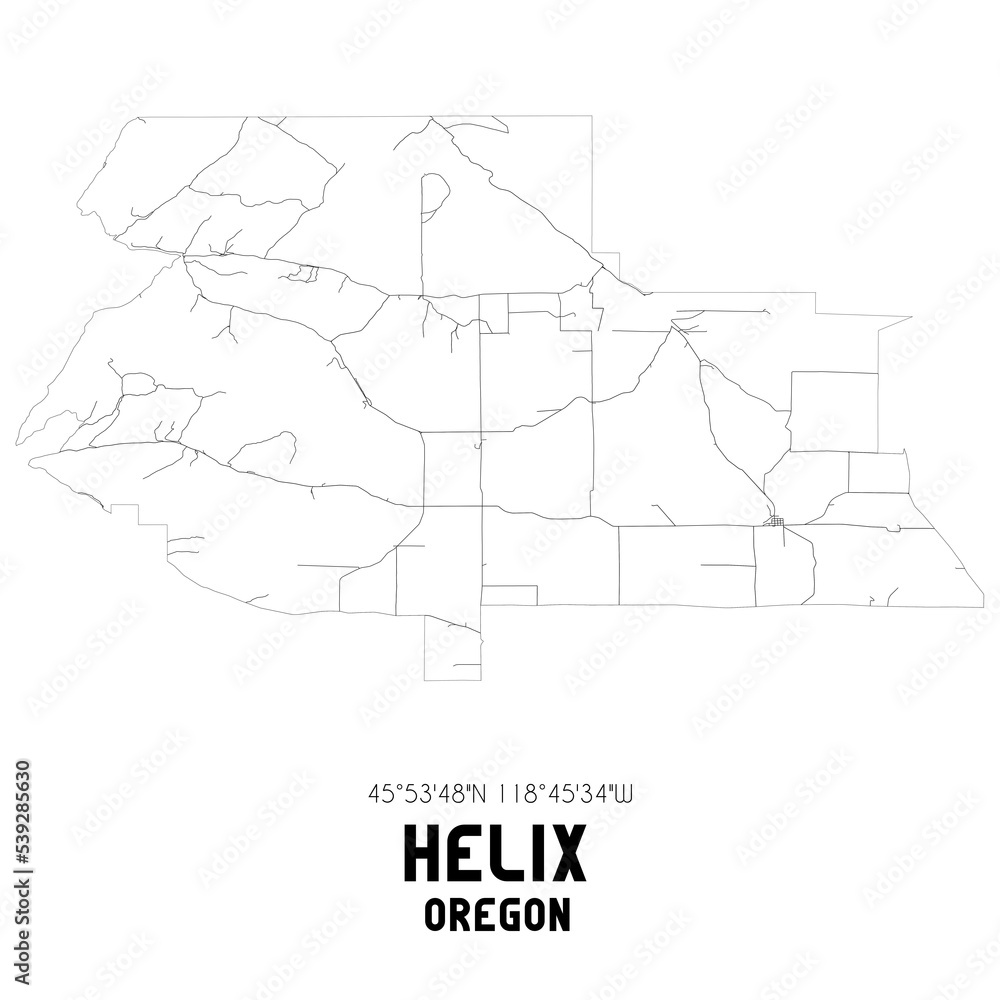 Helix Oregon. US street map with black and white lines.