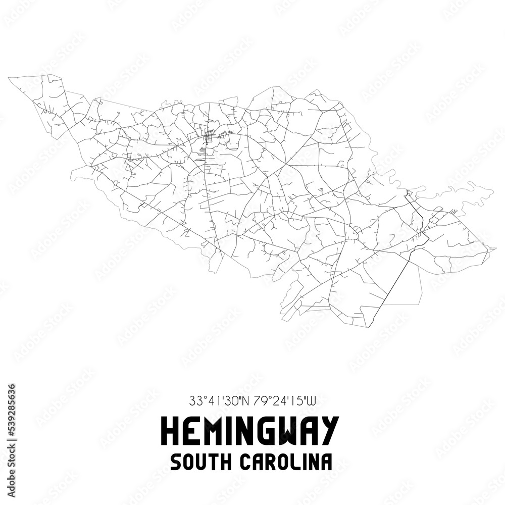 Fototapeta mapa świata dla dzieci Hemingway South Carolina. US street