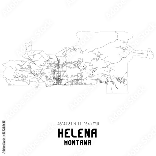Helena Montana. US street map with black and white lines.