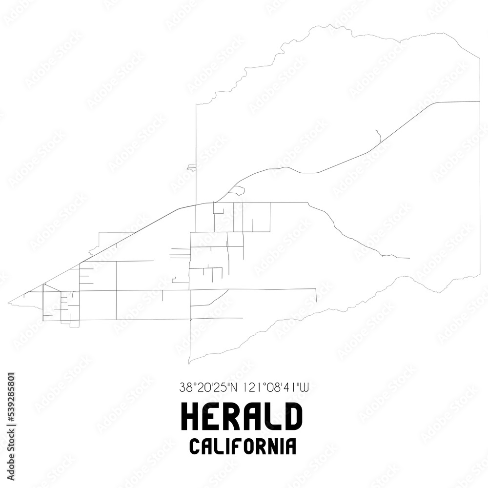 Herald California. US street map with black and white lines.