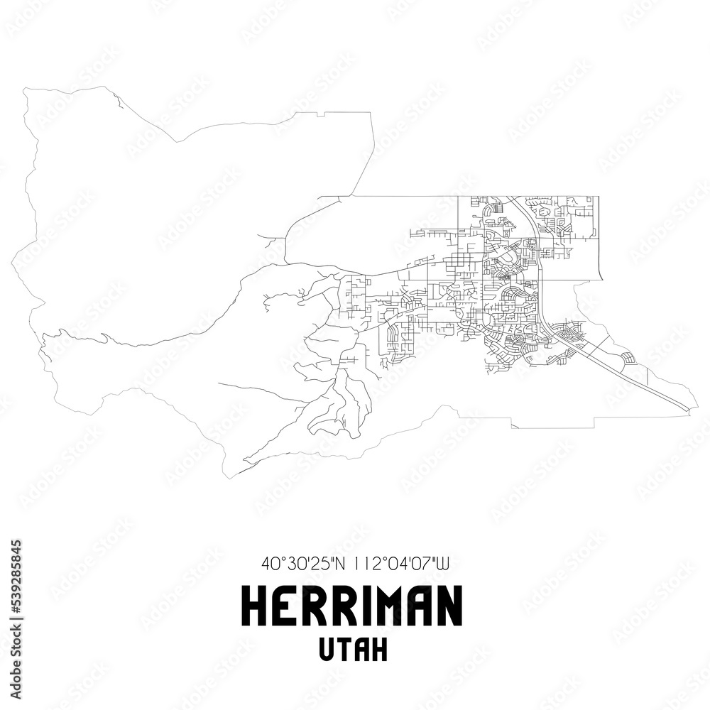 Herriman Utah. US street map with black and white lines. Herriman Utah. US street map with black and white lines.