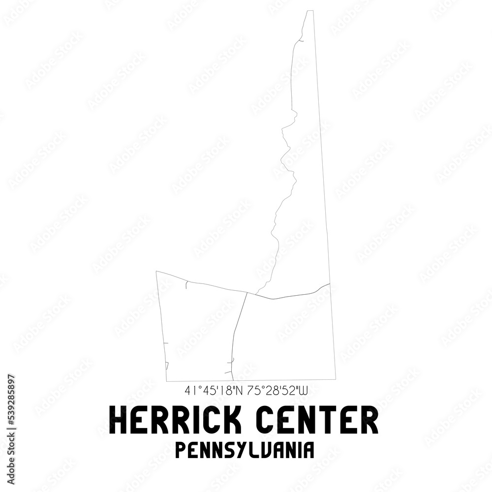 Herrick Center Pennsylvania. US street map with black and white lines.