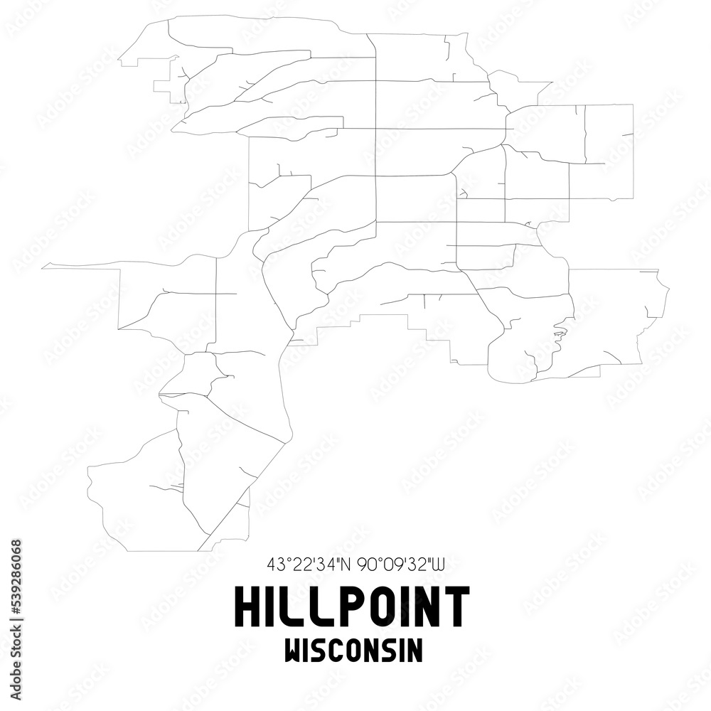 Hillpoint Wisconsin. US street map with black and white lines. Hillpoint Wisconsin. US street map with black and white lines.