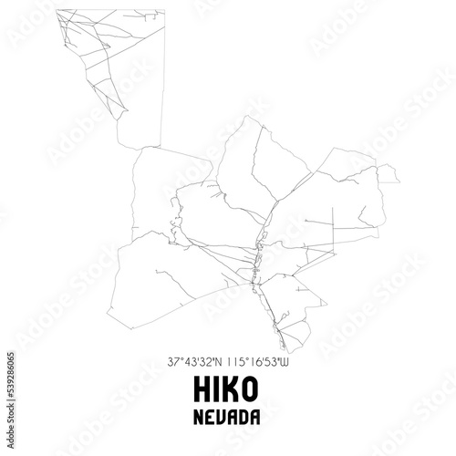 Hiko Nevada. US street map with black and white lines.