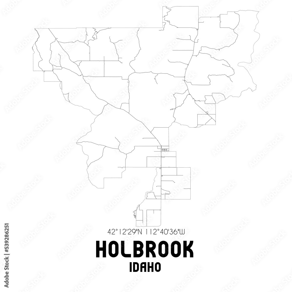 Holbrook Idaho. US street map with black and white lines.