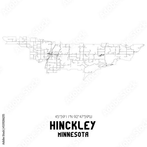 Hinckley Minnesota. US street map with black and white lines. photo