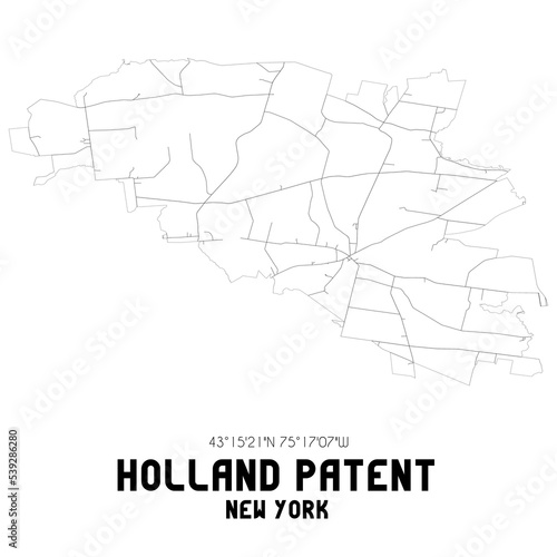 Holland Patent New York. US street map with black and white lines.