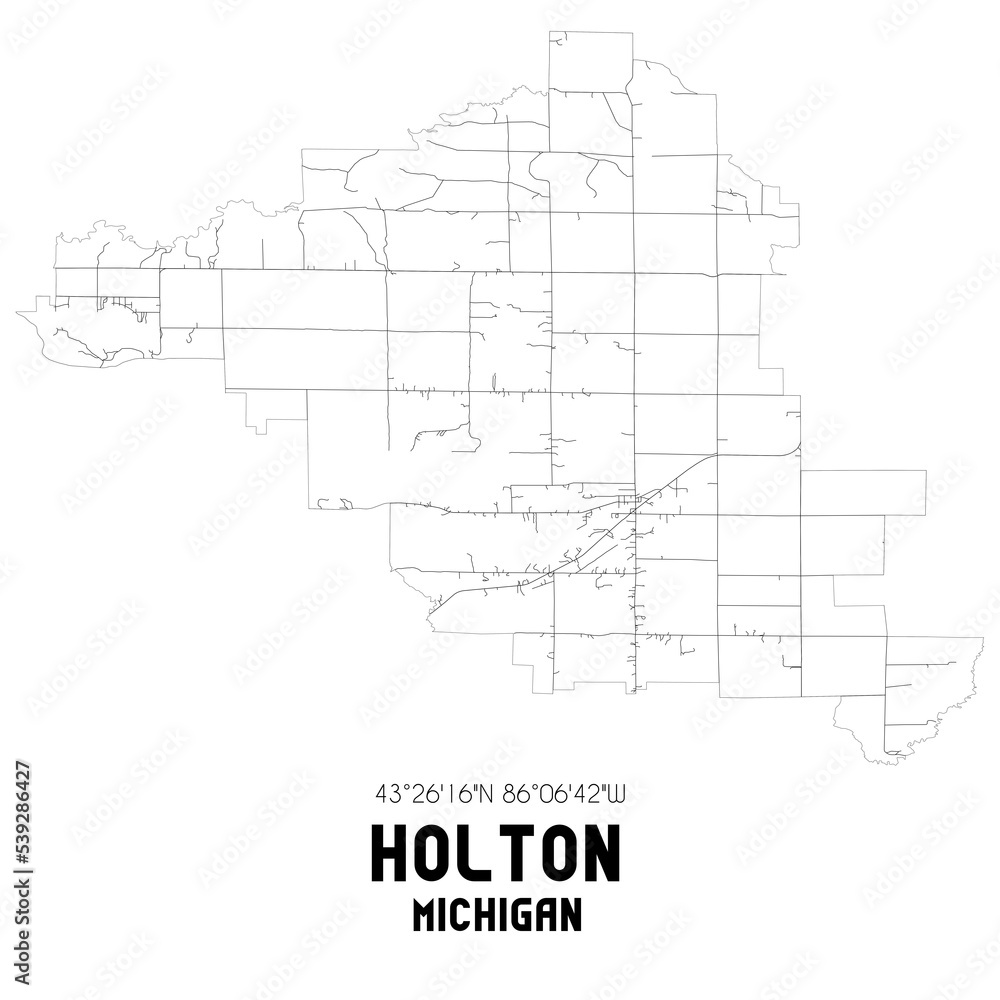 Holton Michigan. US street map with black and white lines. Holton Michigan. US street map with black and white lines.