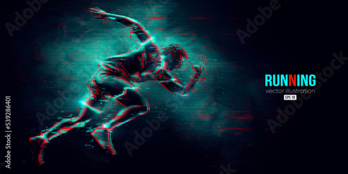 Abstract silhouette of a running athlete on black background. Runner man are running sprint or marathon. Vector illustration