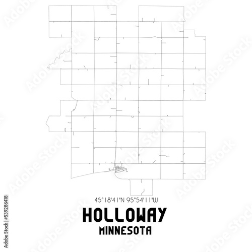 Holloway Minnesota. US street map with black and white lines.