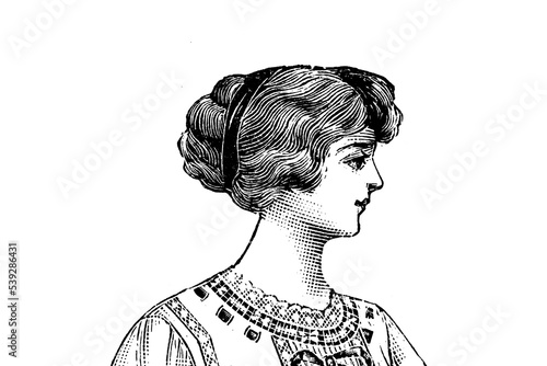 Portrait of a woman - Vintage Illustration in engraving style