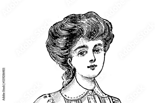Portrait of a woman - Vintage Illustration in engraving style