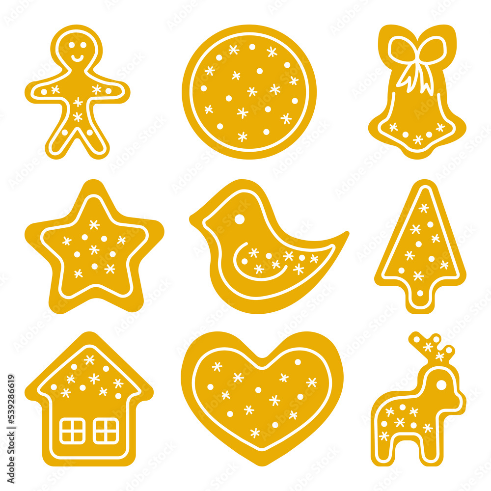 Gingerbread set, winter vector illustration Gingerbread set, winter vector illustration