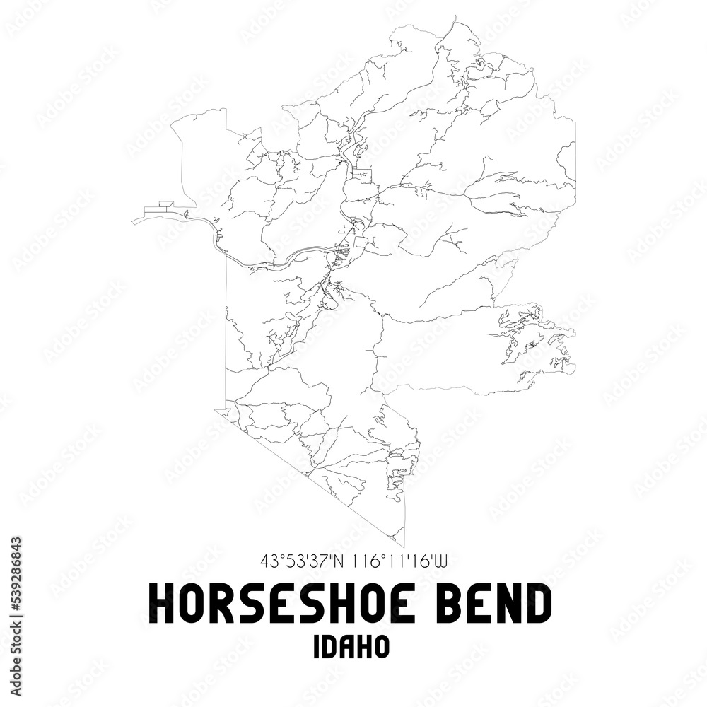 Horseshoe Bend Idaho. US street map with black and white lines. Horseshoe Bend Idaho. US street map with black and white lines.