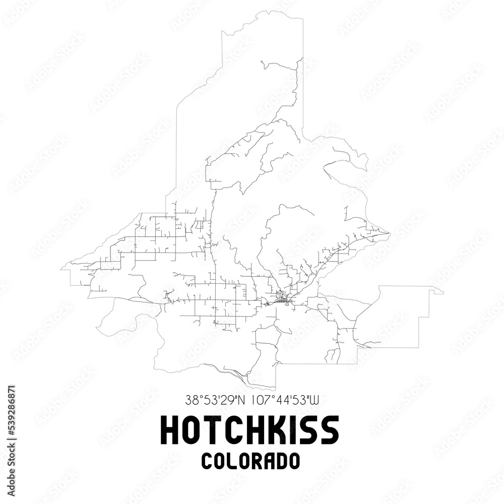 Hotchkiss Colorado. US street map with black and white lines.