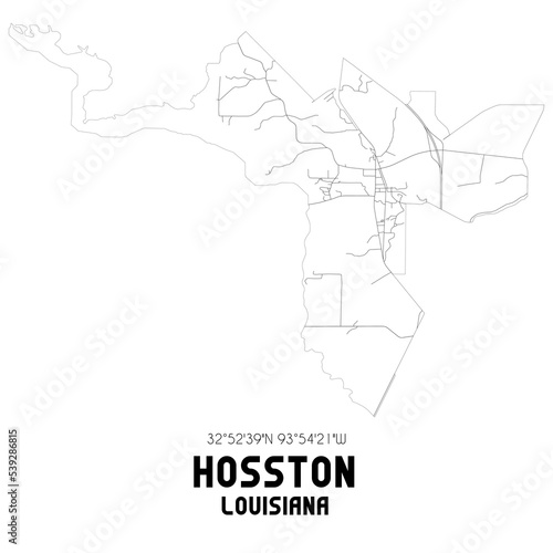 Hosston Louisiana. US street map with black and white lines. photo