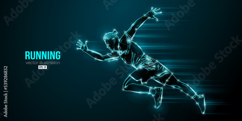 Abstract silhouette of a running athlete on black background. Runner man are running sprint or marathon. Vector illustration