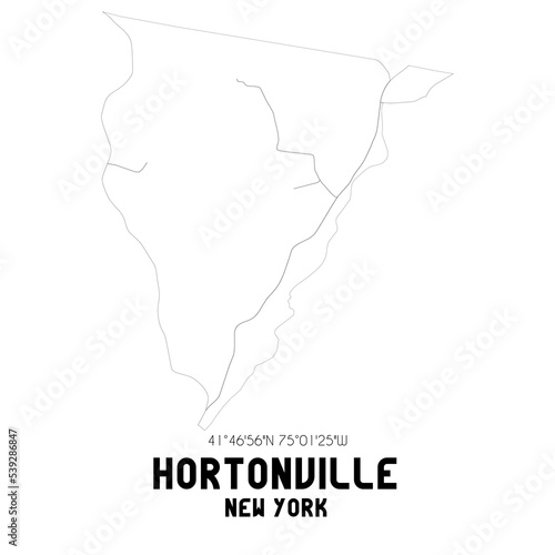 Hortonville New York. US street map with black and white lines.
